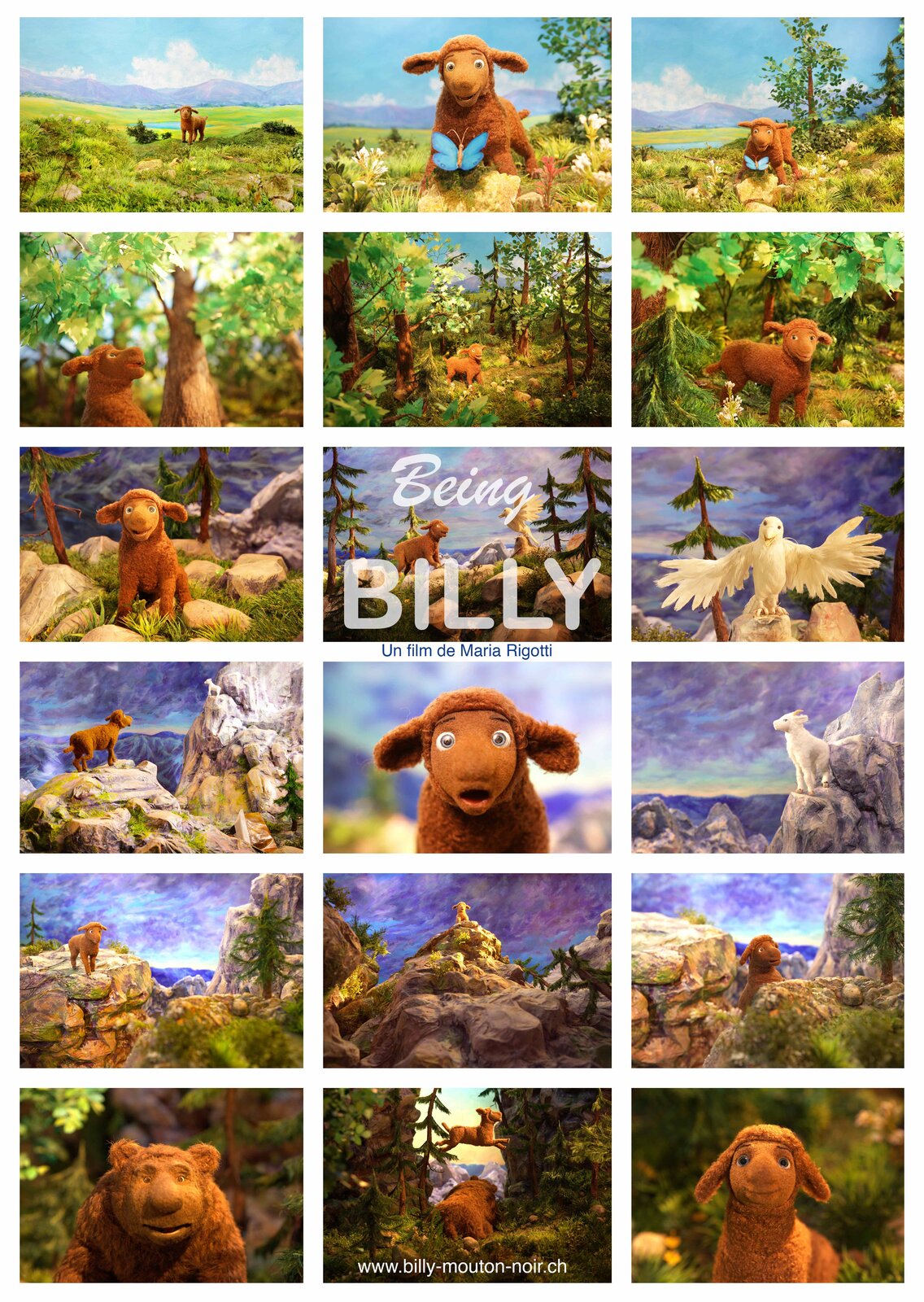 Affiche-collage des scènes du court-métrtage "Being BILLY" par Maria Rigotti