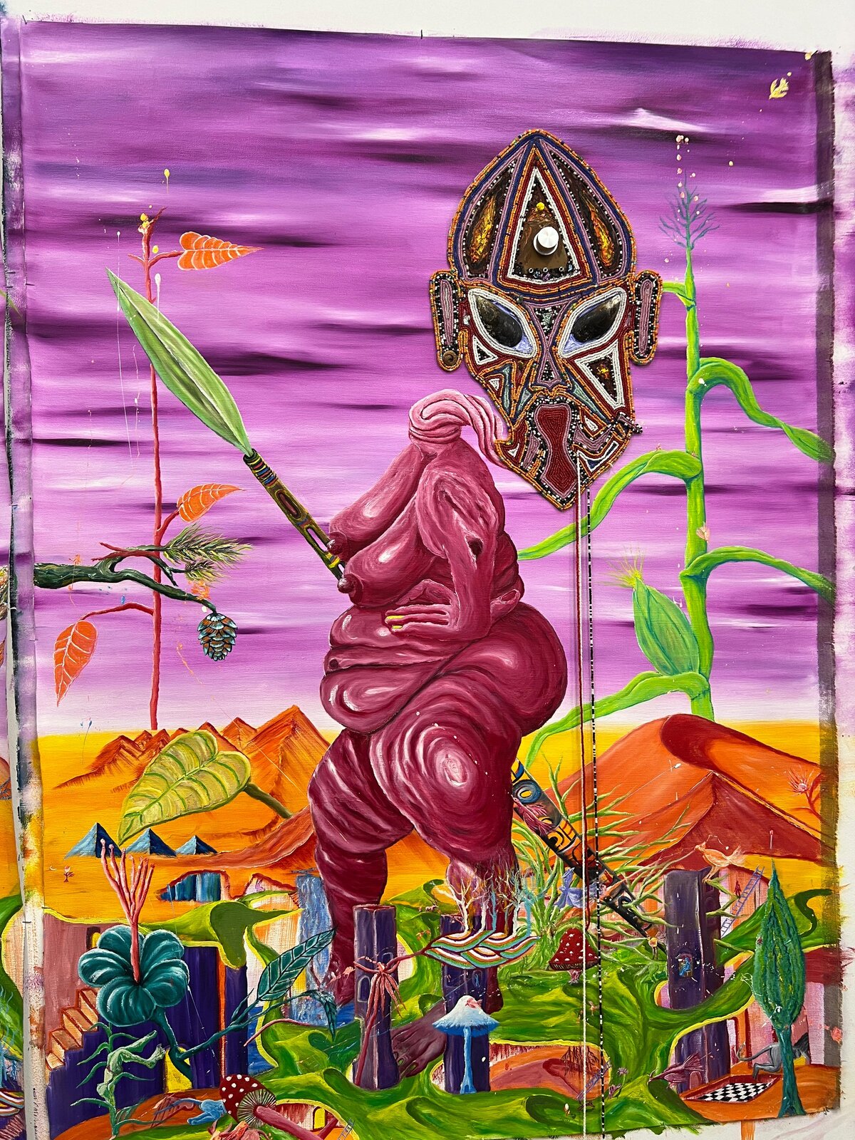 Title:* Matla a Frequency
*Artist:* Sechaba Nyenye
*Series:* Badimo 
*Year:* 2024/2025

_Matla a Frequency_ translates to "The Power of Frequency".

In Basotho cosmology, power is not force — it is resonance. Before words, Badimo communicated through vibration: drum, chant, prayer, silence.

Through the HOHA flat mask, Sechaba Nyenye presents the face as an antenna. Flattened to remove ego, the mask becomes a receiver and transmitter. The eye 👁️ holds a frequency that cannot be seen but can be felt.

This work asks the viewer: what frequency are you carrying? What did your ancestors tune into you?

It continues HOHA’s exploration of invisible inheritance, positioning ancestral energy as contemporary power.


*Matla a Frequency* — The Power of Frequency 👁️

HOHA as antenna.
The mask is tuned to receive what the eye cannot see.
Not all power is loud. Some power is vibration